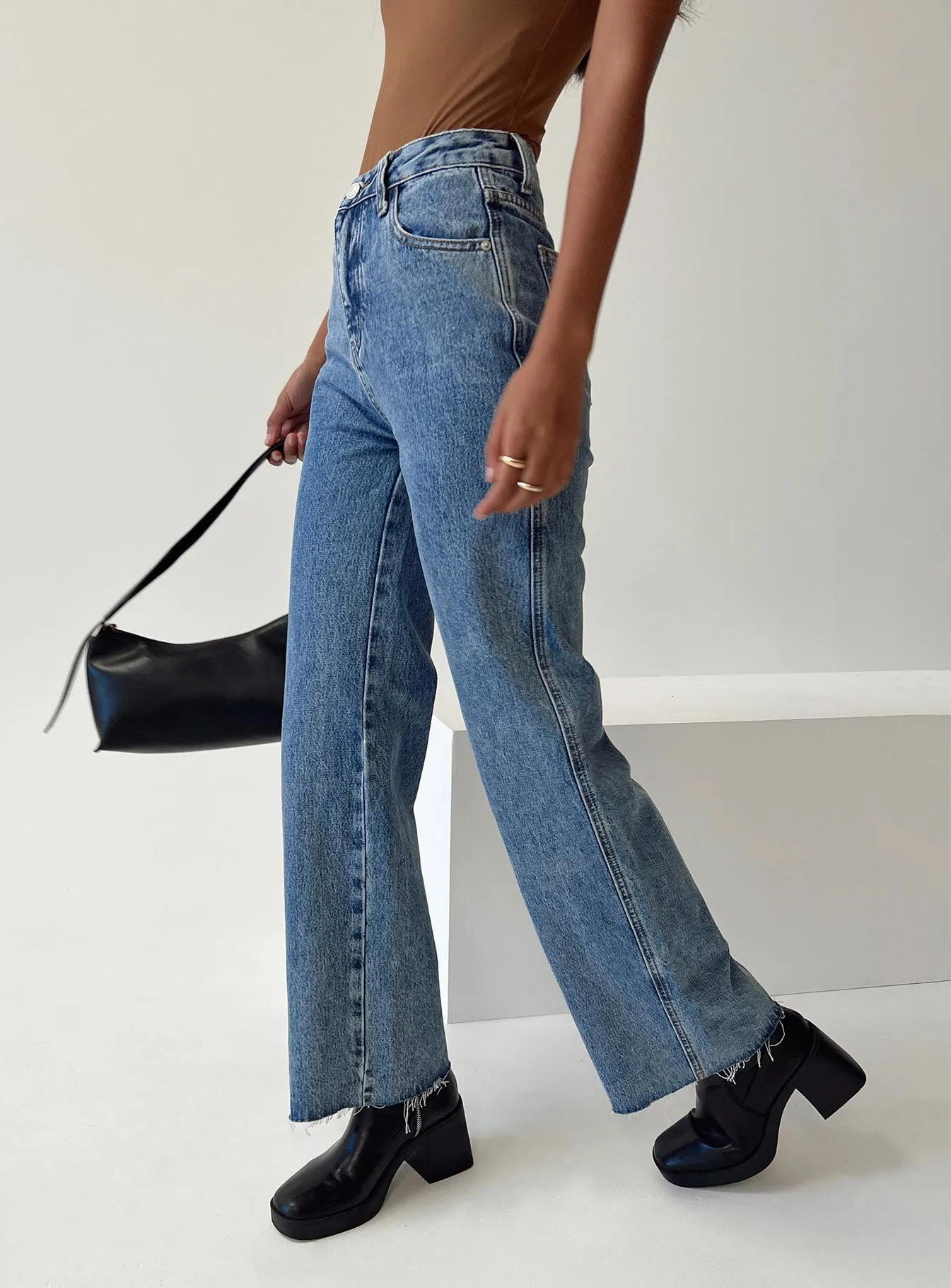 Arlington High Rise Straight Leg Jeans Mid Wash sold by Princess Polly