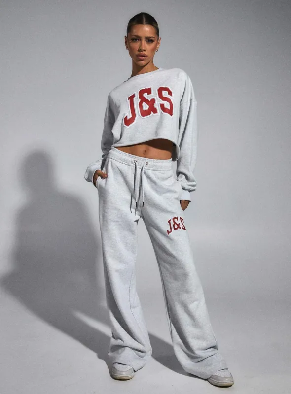 JGR & STN Double Play Trackies Snow Grey Marle sold by Princess Polly