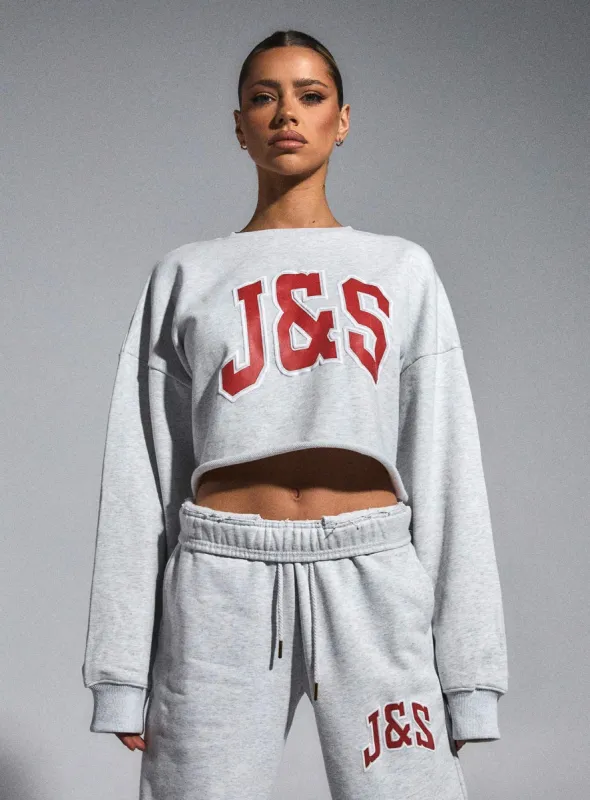 JGR & STN Double Play Cropped Sweatshirt Snow Grey Marle sold by Princess Polly