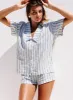 Tucked In Lounge Short Blue Stripe sold by Princess Polly