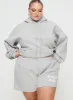 Princess Polly Track Shorts Puff Text Grey Curve sold by Princess Polly