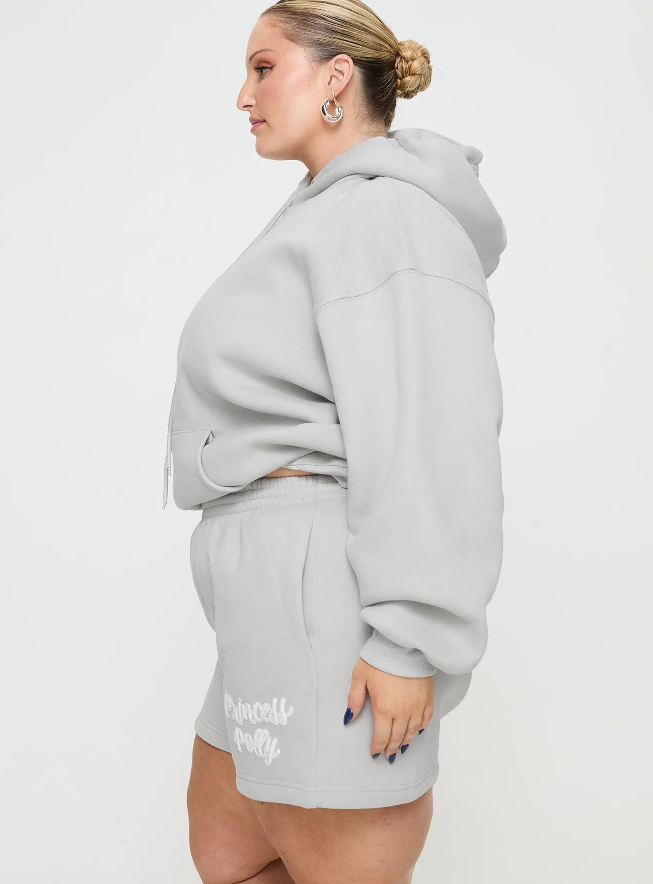 Princess Polly Track Shorts Puff Text Grey Curve sold by Princess Polly product image thumbnail 4