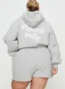 Princess Polly Track Shorts Puff Text Grey Curve sold by Princess Polly