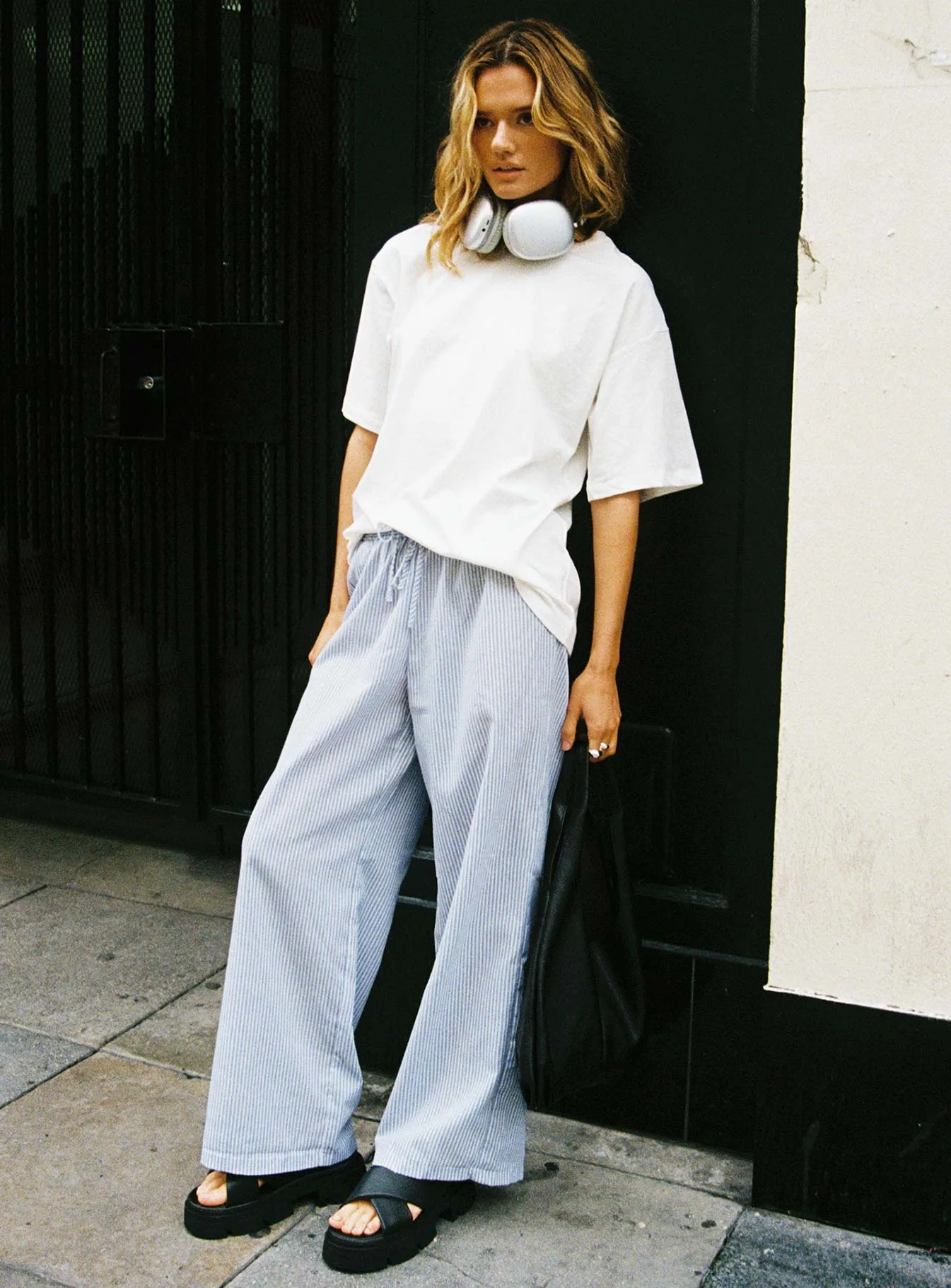 Holiday Tie Front Pant Blue/ White Stripe sold by Princess Polly product image thumbnail 4