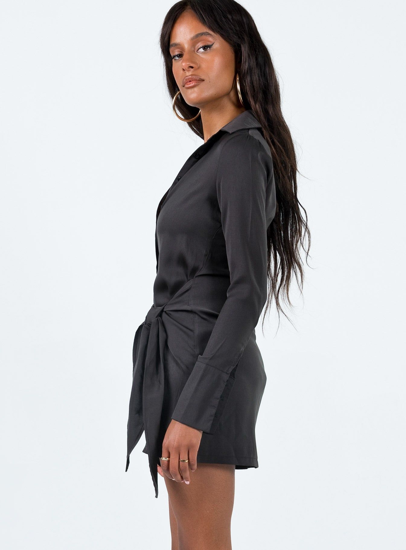 Bodeni Long Sleeve Mini Dress Black sold by Princess Polly product image thumbnail 4