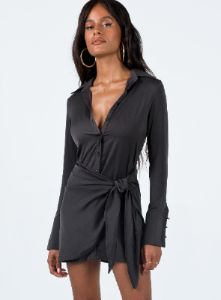 Bodeni Long Sleeve Mini Dress Black sold by Princess Polly