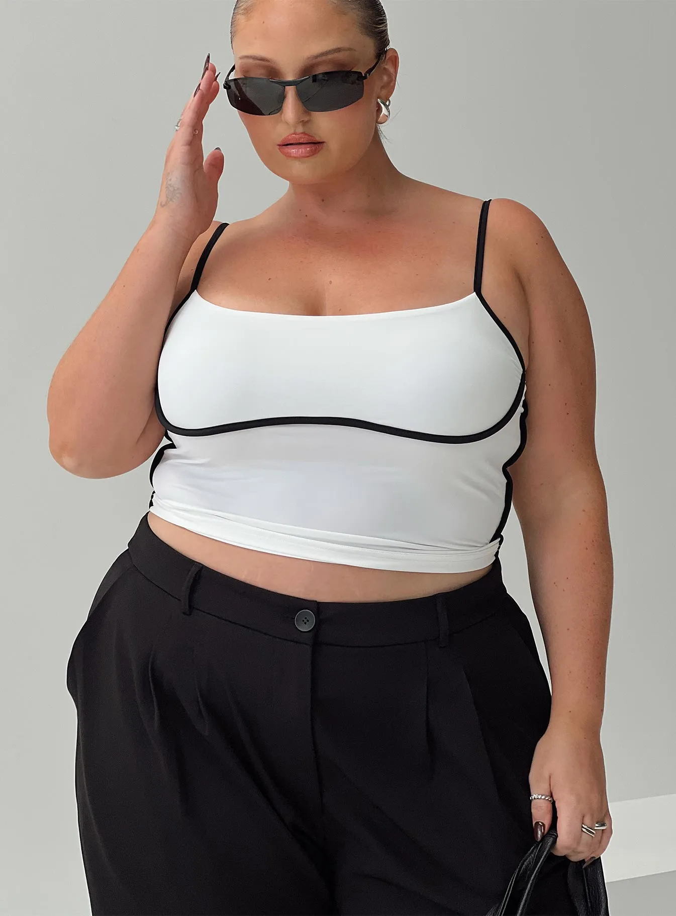 Maidenwell Contrast Top White Curve sold by Princess Polly