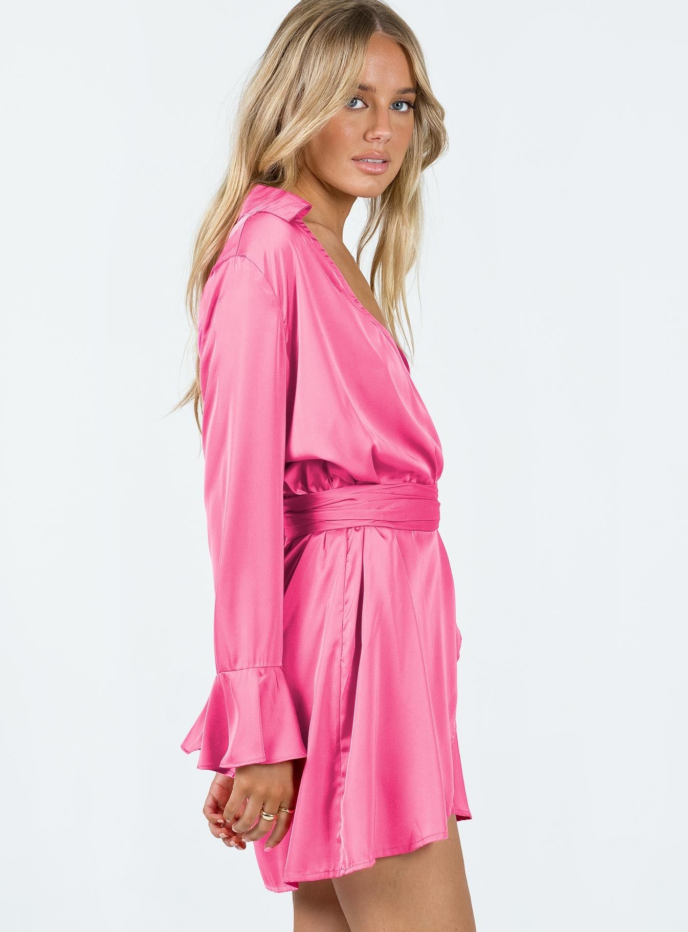 Spiers Wrap Mini Dress Hot Pink sold by Princess Polly product image thumbnail 4