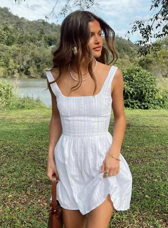 Lorinda Mini Dress White Petite sold by Princess Polly
