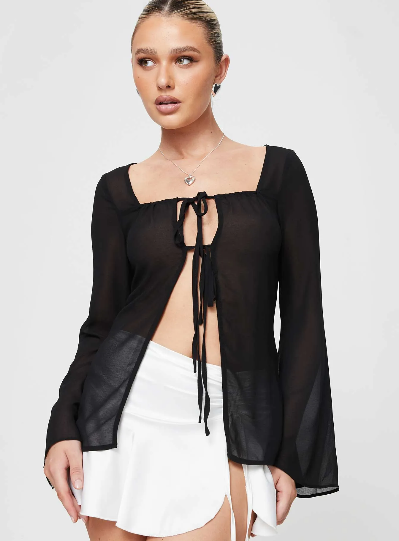 Avona Long Sleeve Top Black sold by Princess Polly product image thumbnail 2