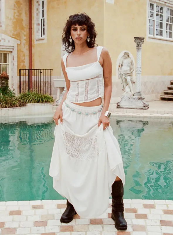 Reiser Lace Maxi Skirt White sold by Princess Polly