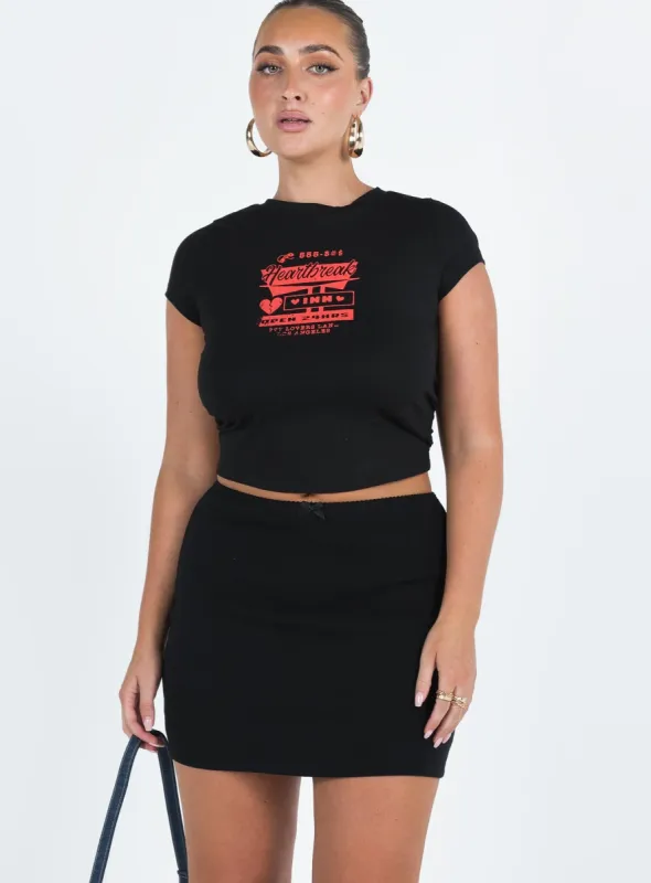 Kael Mid Rise Mini Skirt Black sold by Princess Polly