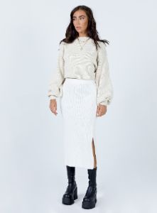 Zanna Midi Skirt White sold by Princess Polly