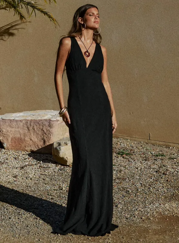 Verde Linen Blend Maxi Dress Black sold by Princess Polly