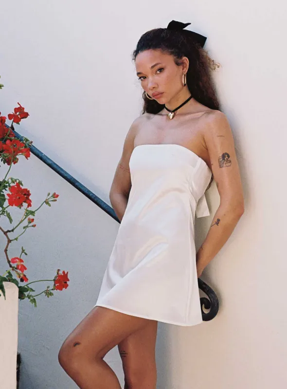 Shaya Strapless Mini Dress White sold by Princess Polly