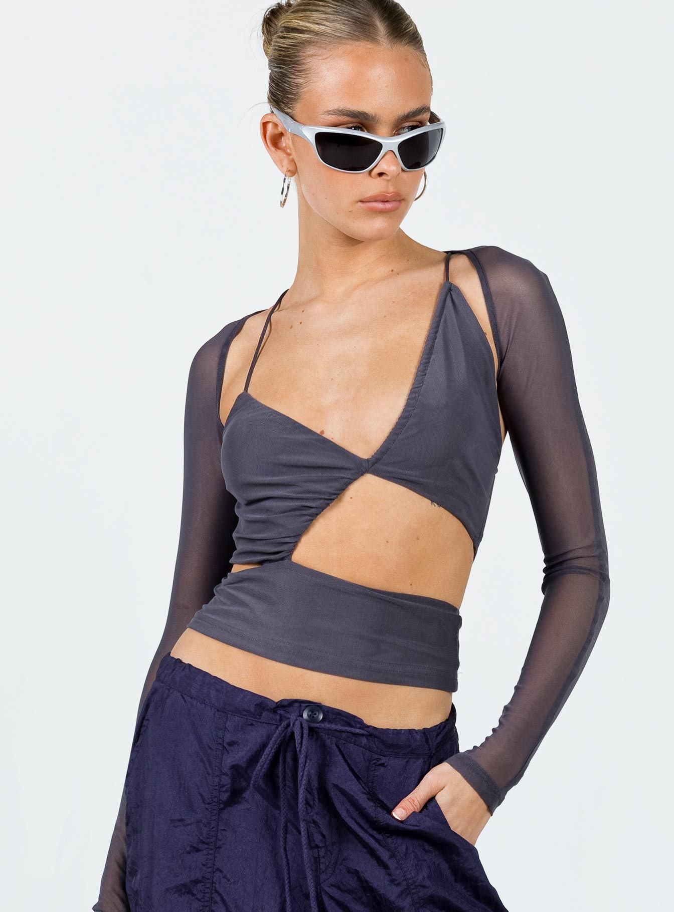 Ekin Long Sleeve Top Slate sold by Princess Polly product image thumbnail 2