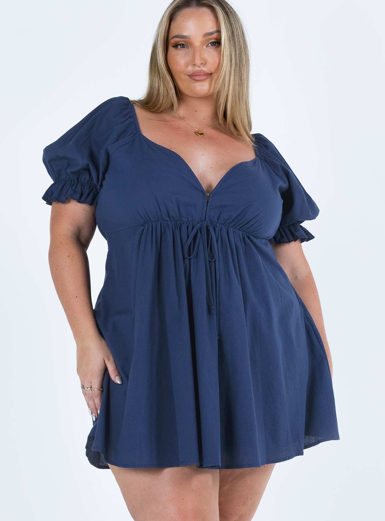 Blissful Mini Dress Navy Curve sold by Princess Polly product image thumbnail 2