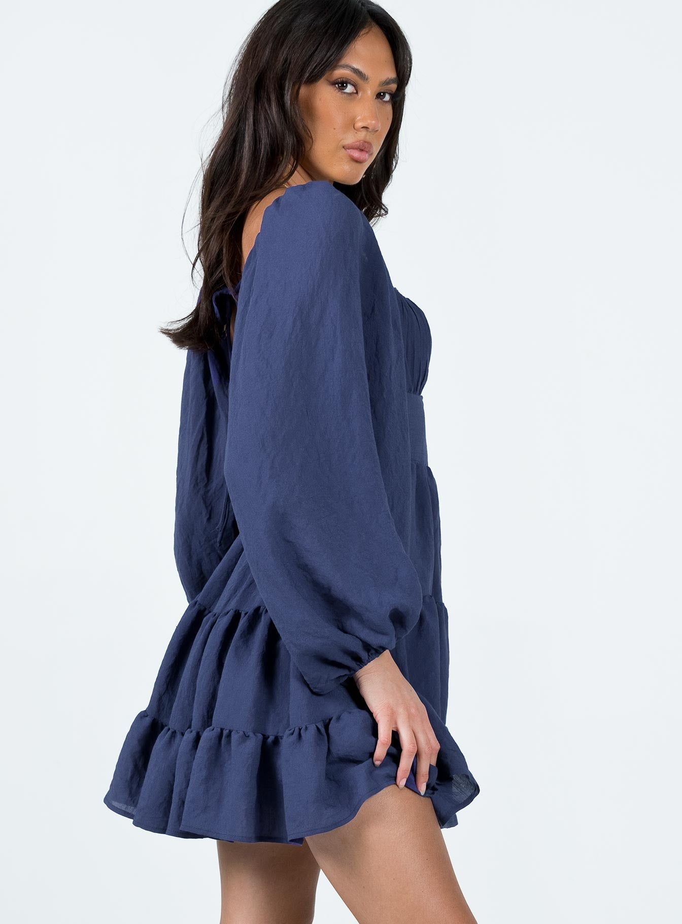 Danny Long Sleeve Mini Dress Navy sold by Princess Polly product image thumbnail 4