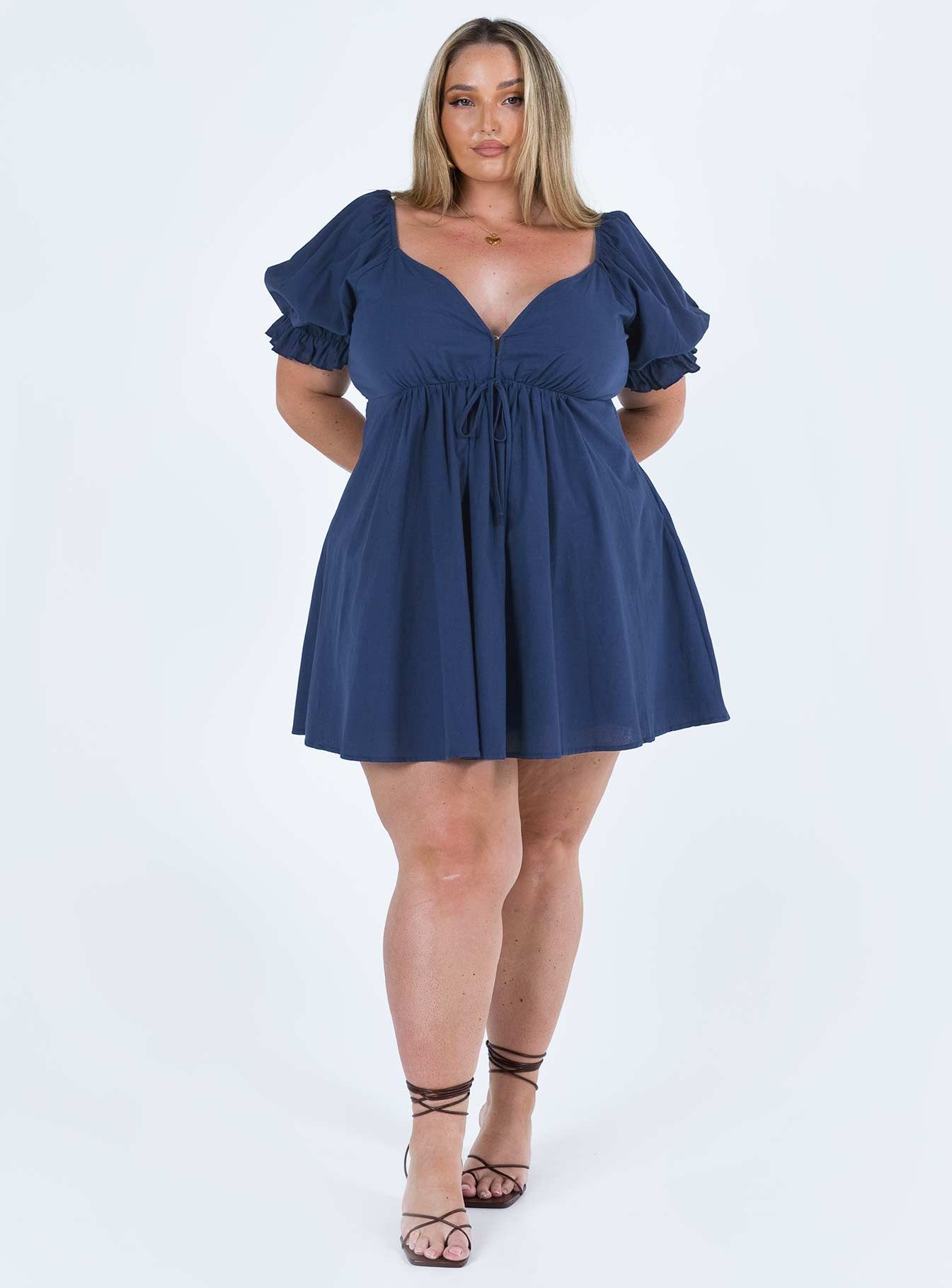 Blissful Mini Dress Navy Curve sold by Princess Polly product image thumbnail 3