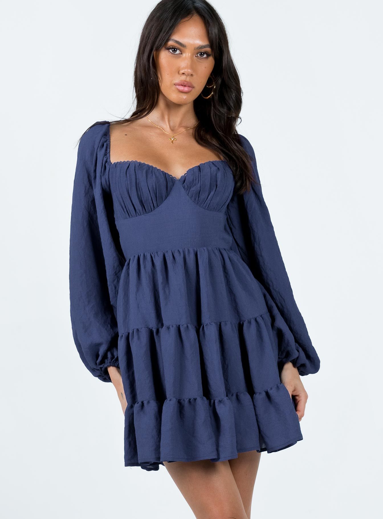 Danny Long Sleeve Mini Dress Navy sold by Princess Polly product image thumbnail 2