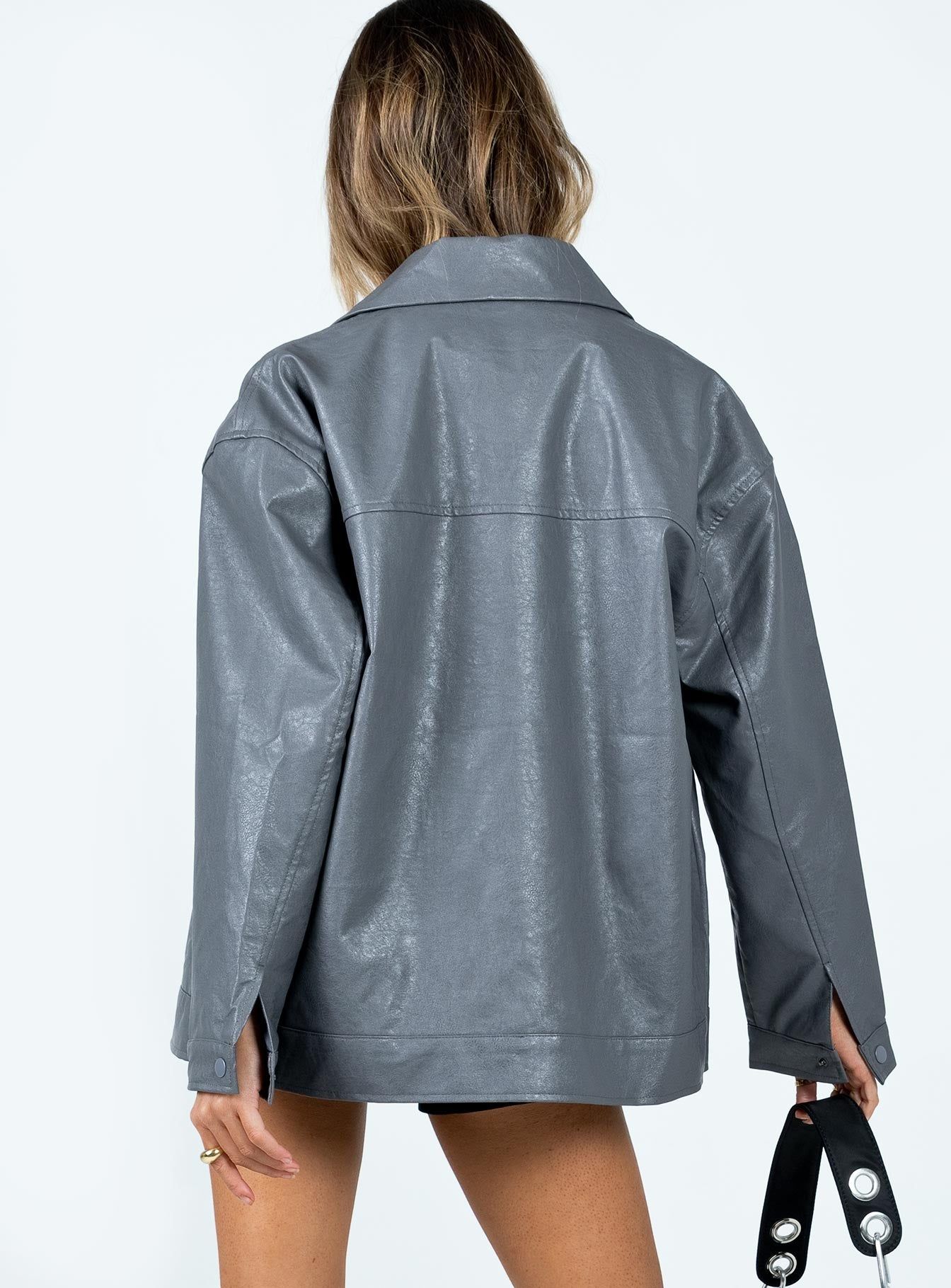 Callie Faux Leather Jacket Grey sold by Princess Polly product image thumbnail 5