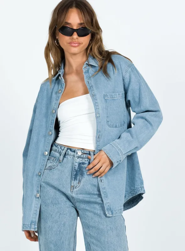 Lou Jacket Light Wash Denim sold by Princess Polly