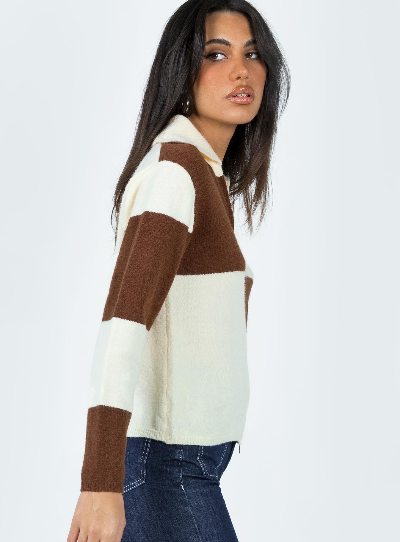 Pembroke Sweater Brown / Cream sold by Princess Polly product image thumbnail 3