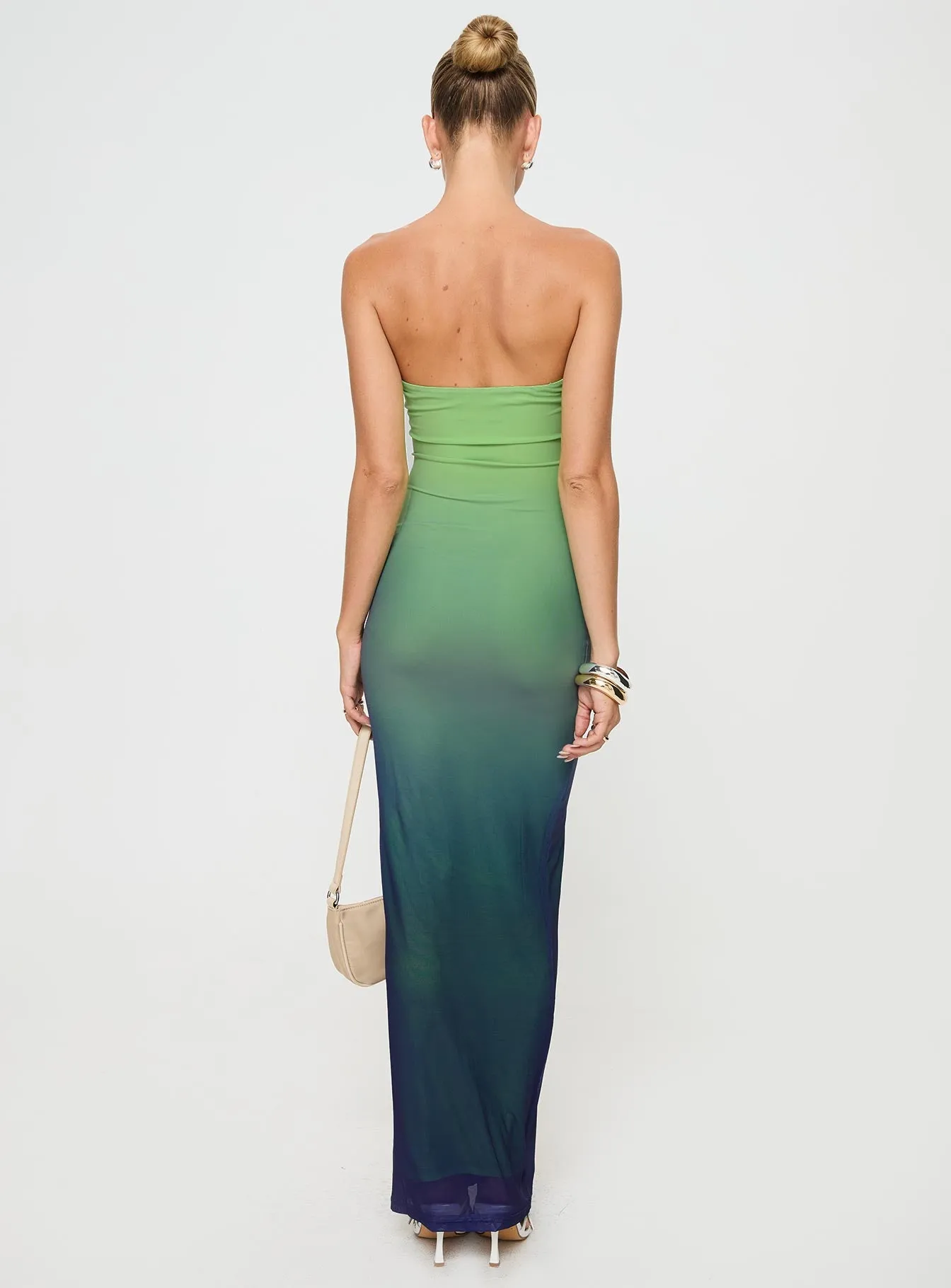 Stolen Love Strapless Maxi Dress Blue / Green Ombre Petite sold by Princess Polly product image thumbnail 5
