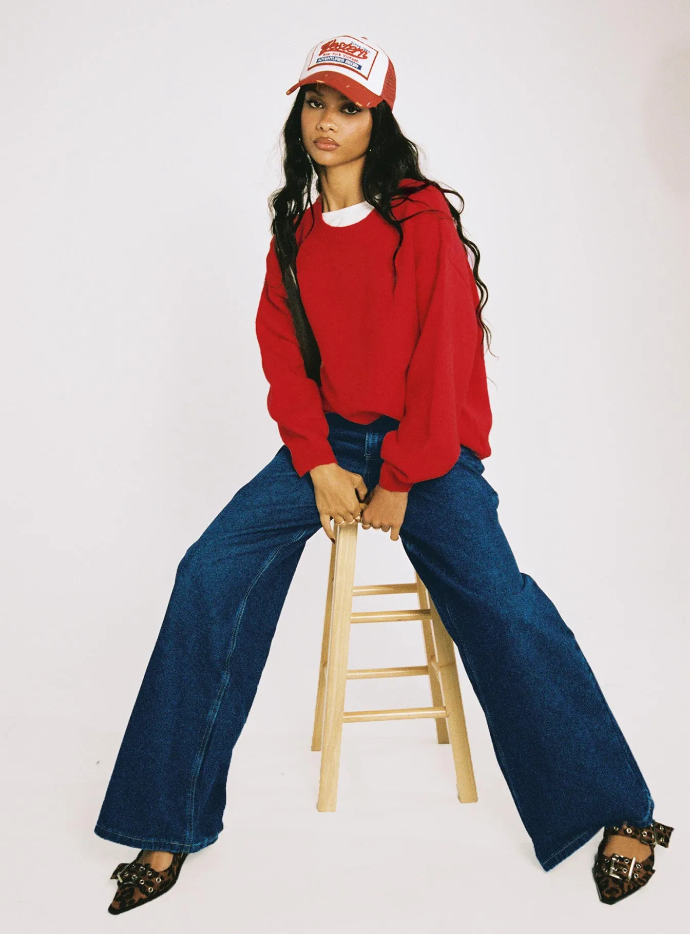 Naylor Mid Rise Wide Leg Jeans Mid Blue Denim sold by Princess Polly