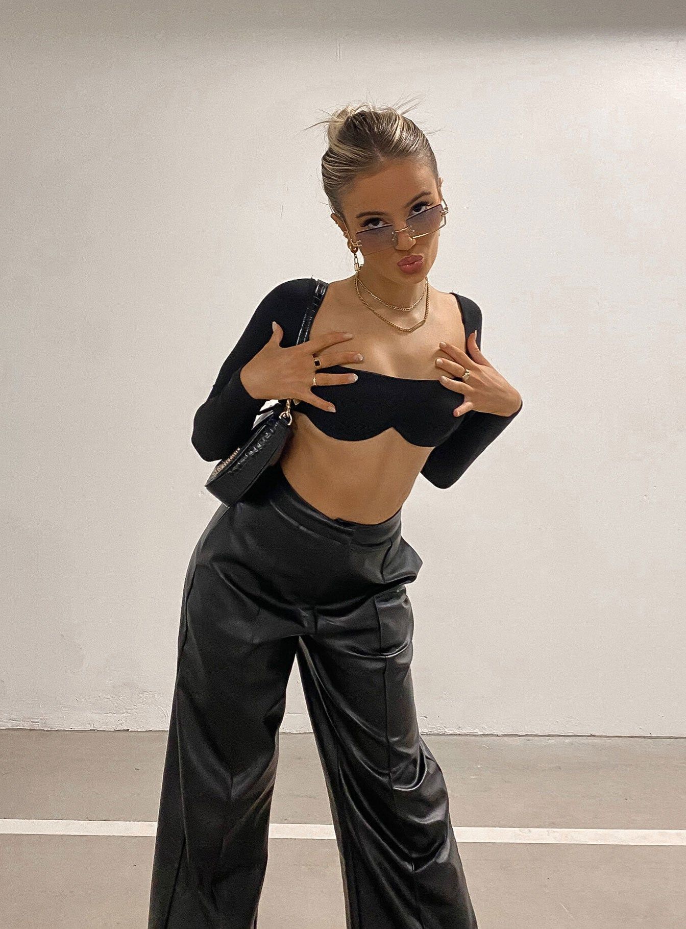 Becca Long Sleeve Crop Top Black sold by Princess Polly product image thumbnail 5