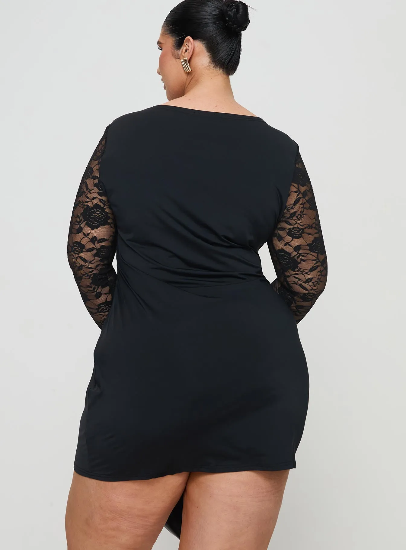 Covington Long Sleeve Mini Dress Black Curve sold by Princess Polly product image thumbnail 5