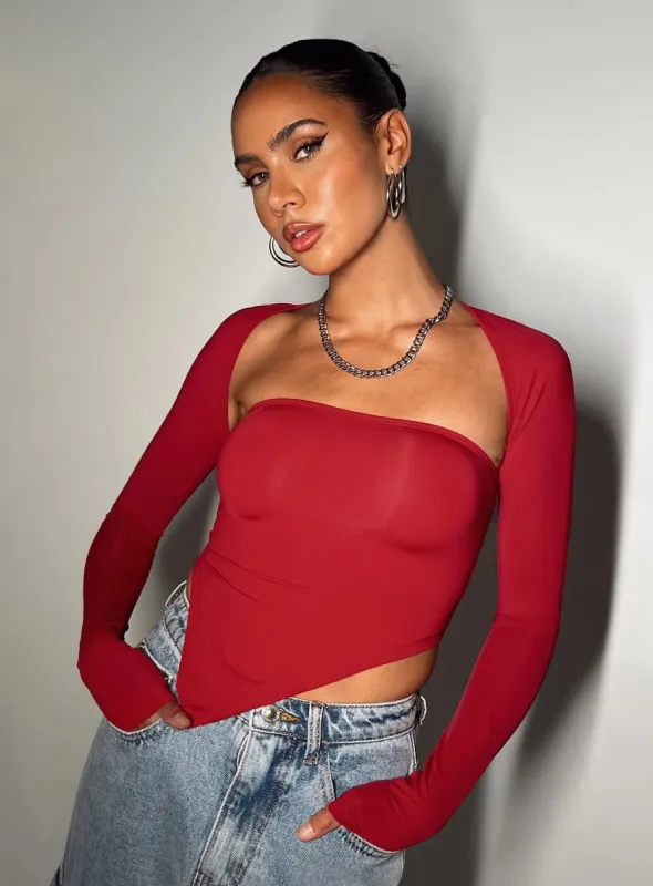 Koslo Bolero Top Red sold by Princess Polly