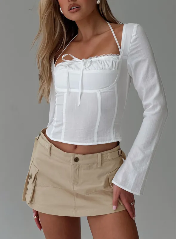 Talgada Long Sleeve Top White sold by Princess Polly