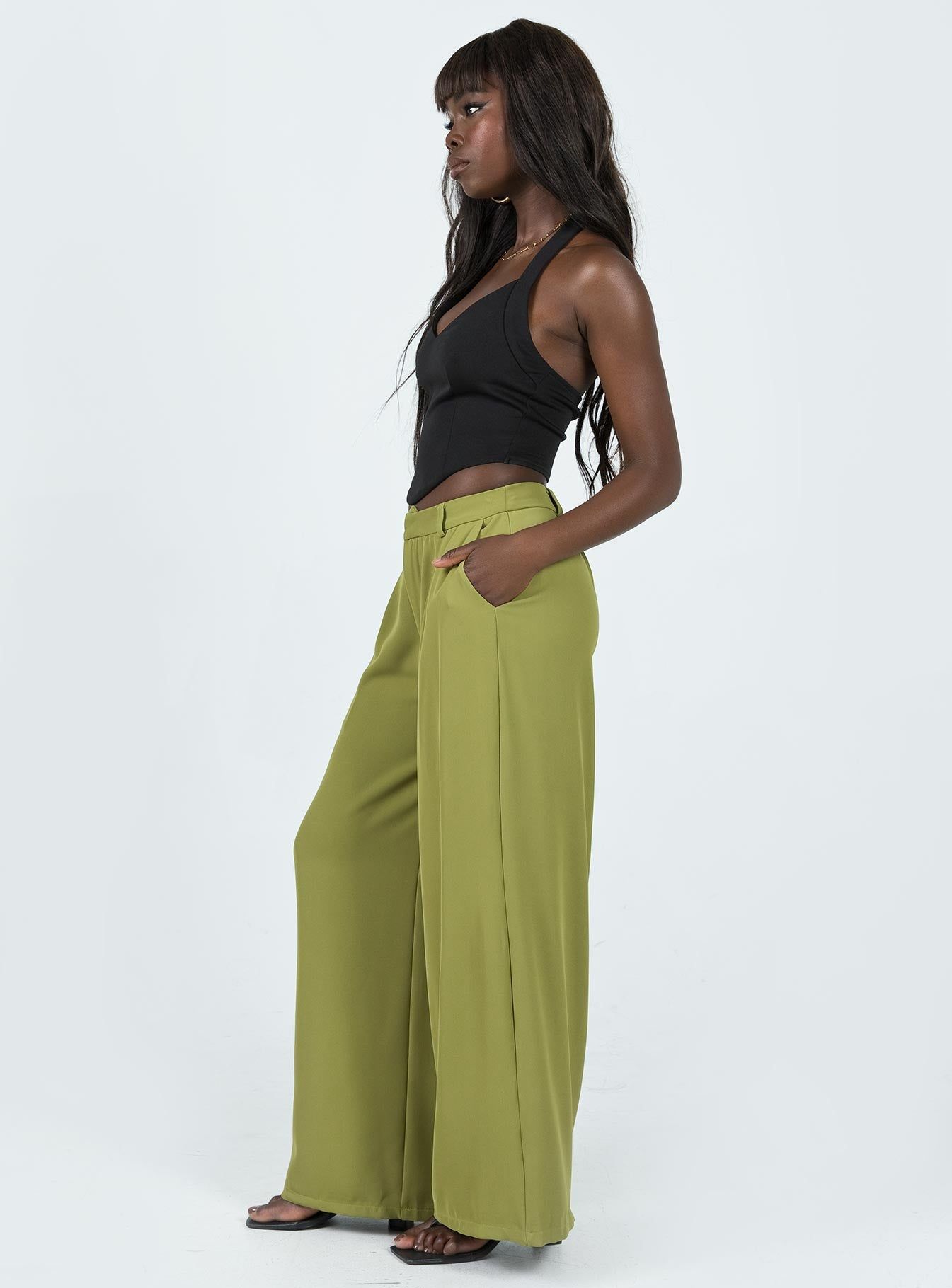 Plazzo Wide Leg Pants Khaki sold by Princess Polly product image thumbnail 4