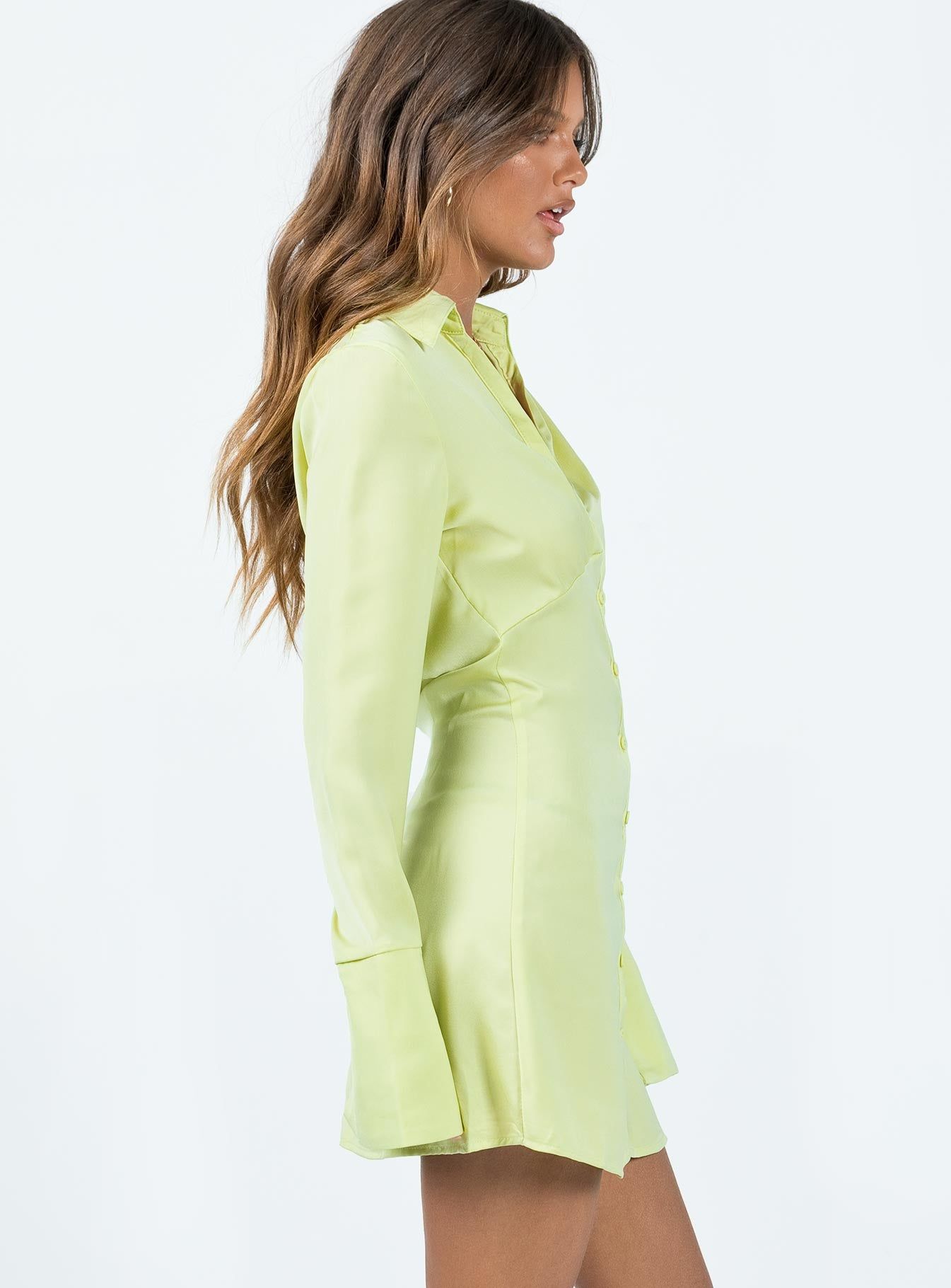 Posy Long Sleeve Mini Dress Green sold by Princess Polly product image thumbnail 4