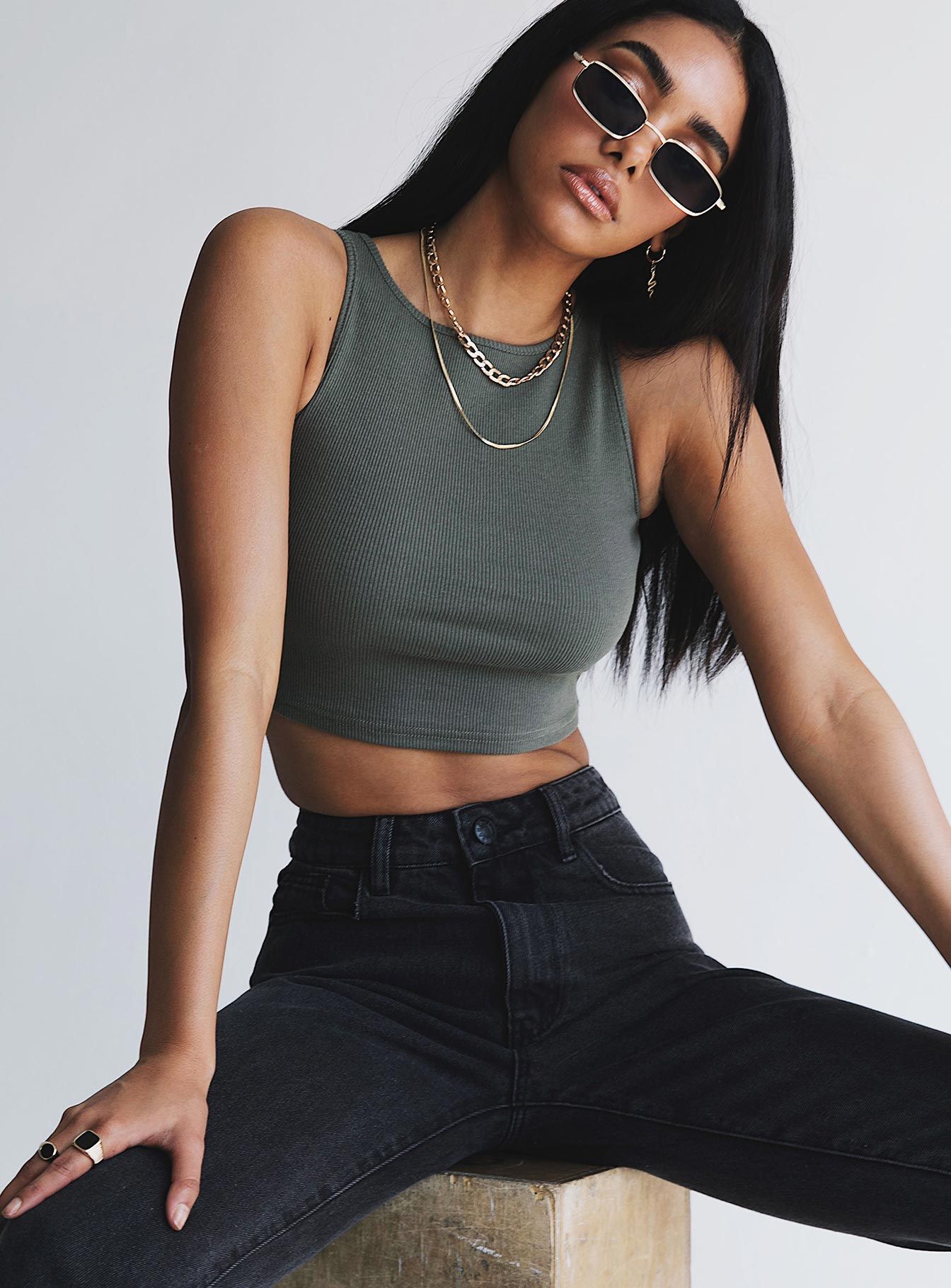 Darlington Crop Top Khaki Tall sold by Princess Polly product image thumbnail 2