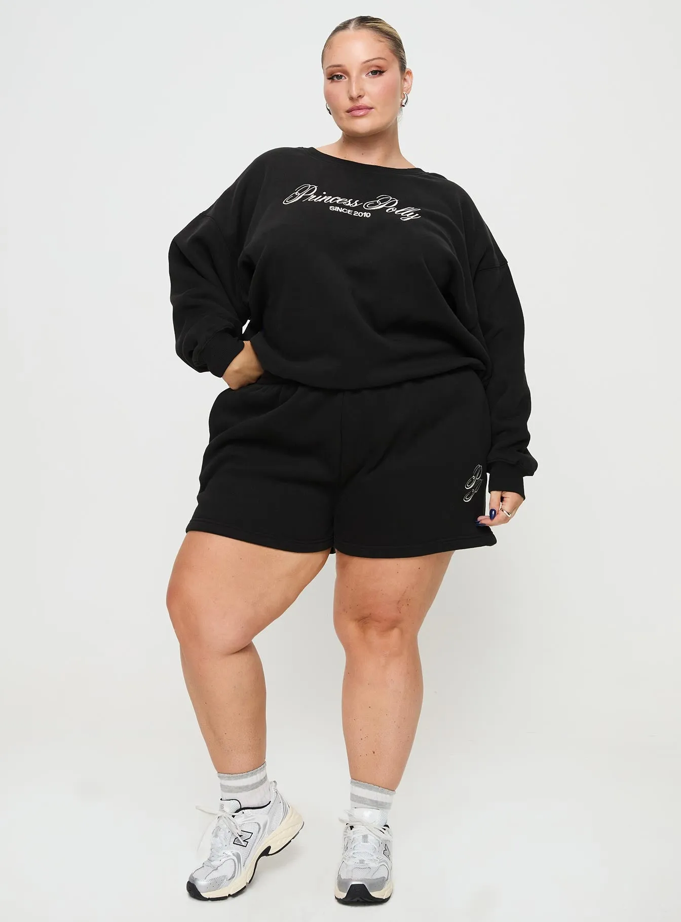 Princess Polly Crew Neck Sweatshirt Cursive Text Black Sand Curve sold by Princess Polly product image thumbnail 3
