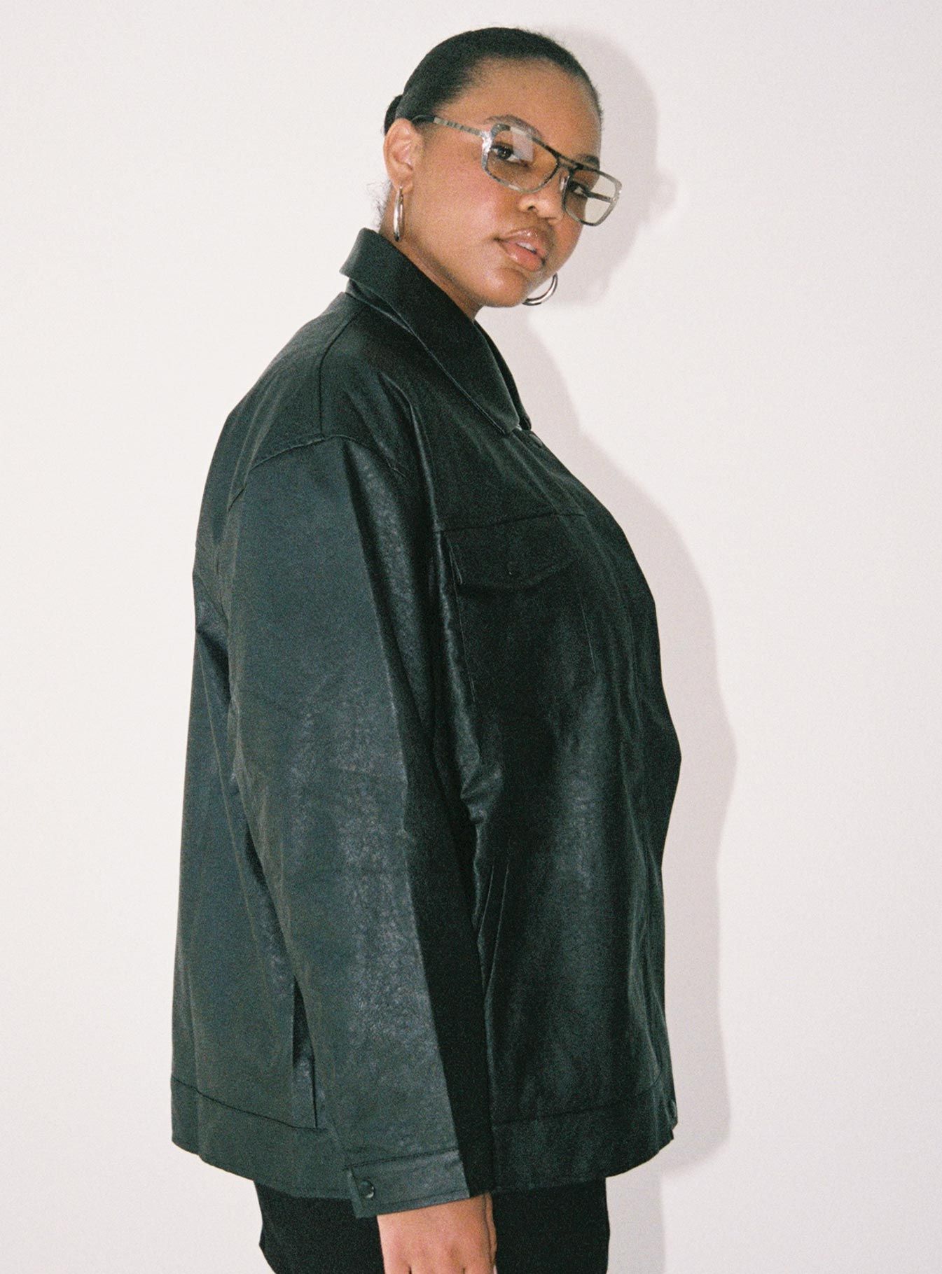 Callie Faux Leather Jacket Black Curve sold by Princess Polly product image thumbnail 3