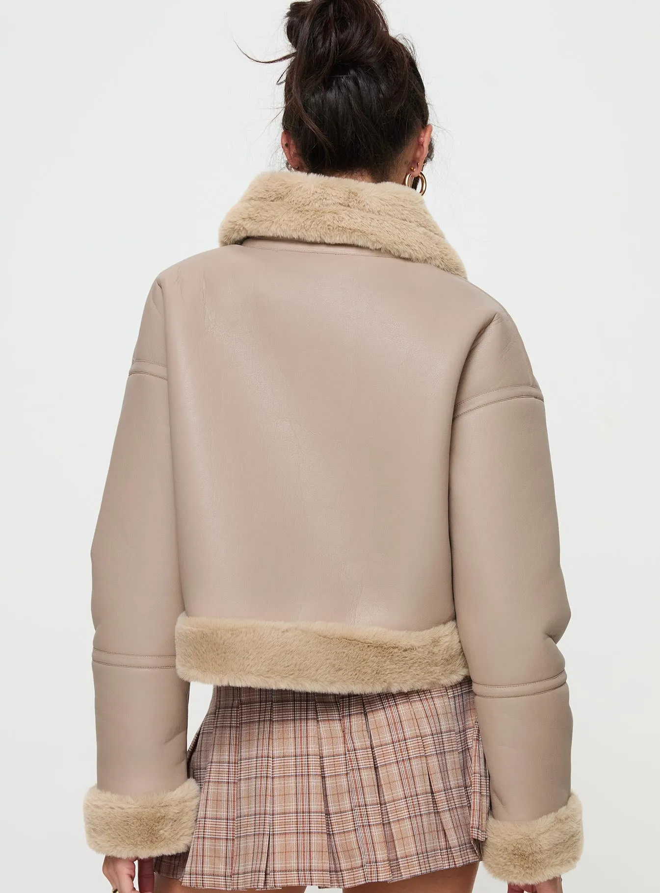 Henessy Faux Leather Jacket Beige sold by Princess Polly product image thumbnail 5