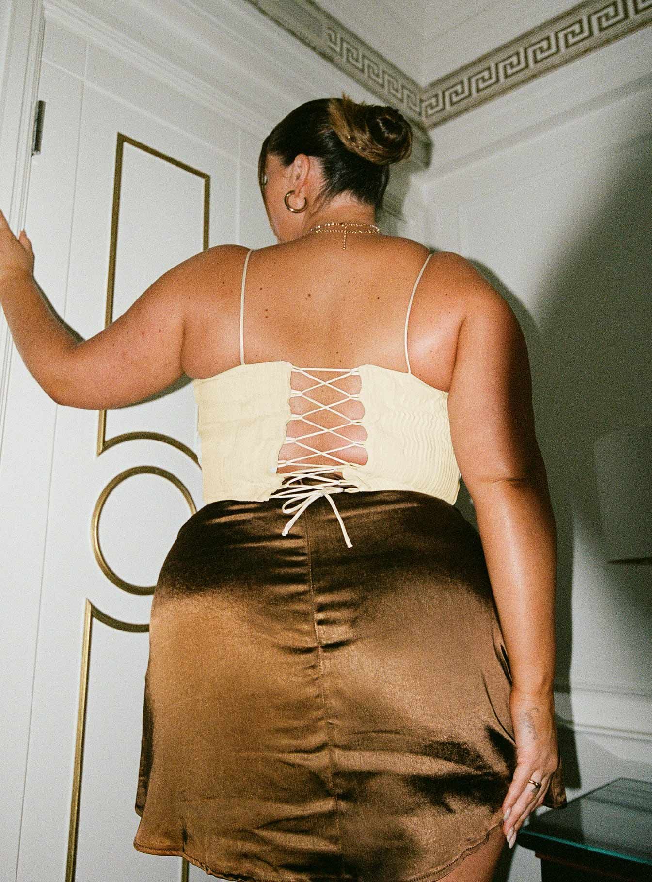 Daintree Plisse Corset Beige Curve sold by Princess Polly product image thumbnail 5