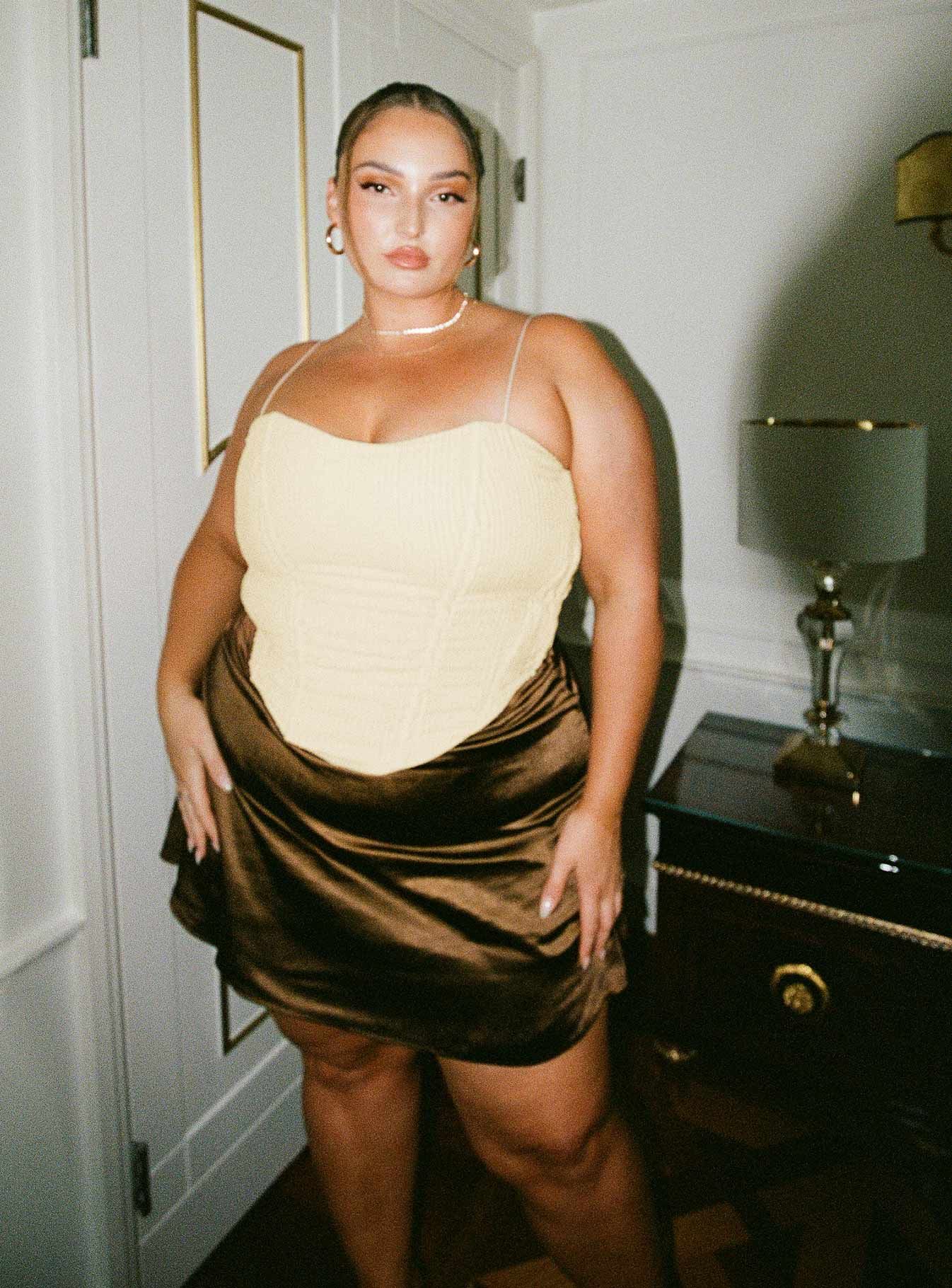 Daintree Plisse Corset Beige Curve sold by Princess Polly product image thumbnail 2