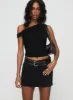 Nickei Denim Mini Skirt Washed Black sold by Princess Polly