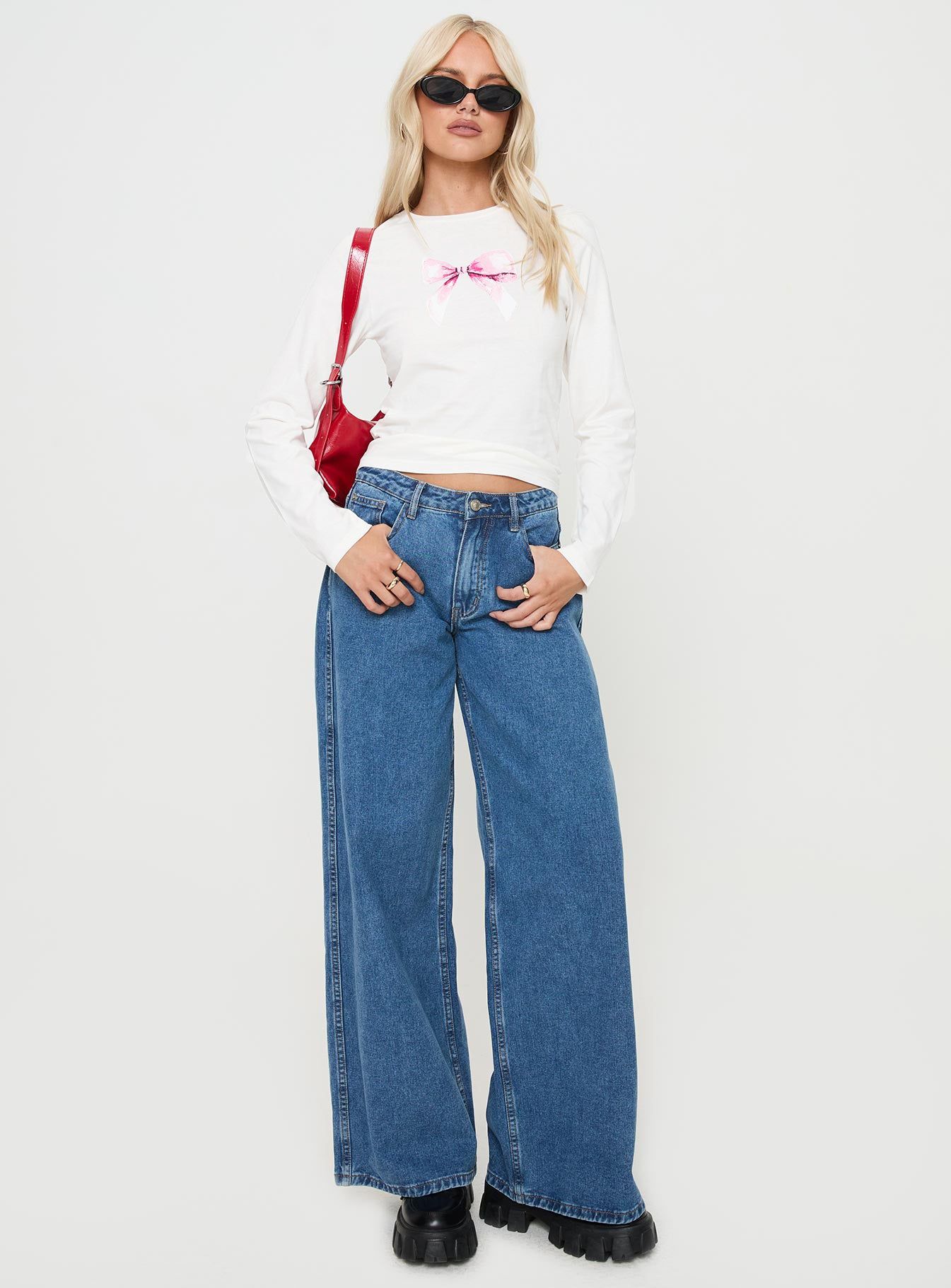 Bow Baby Long Sleeve Top White sold by Princess Polly product image thumbnail 3