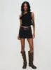 Nickei Denim Mini Skirt Washed Black sold by Princess Polly