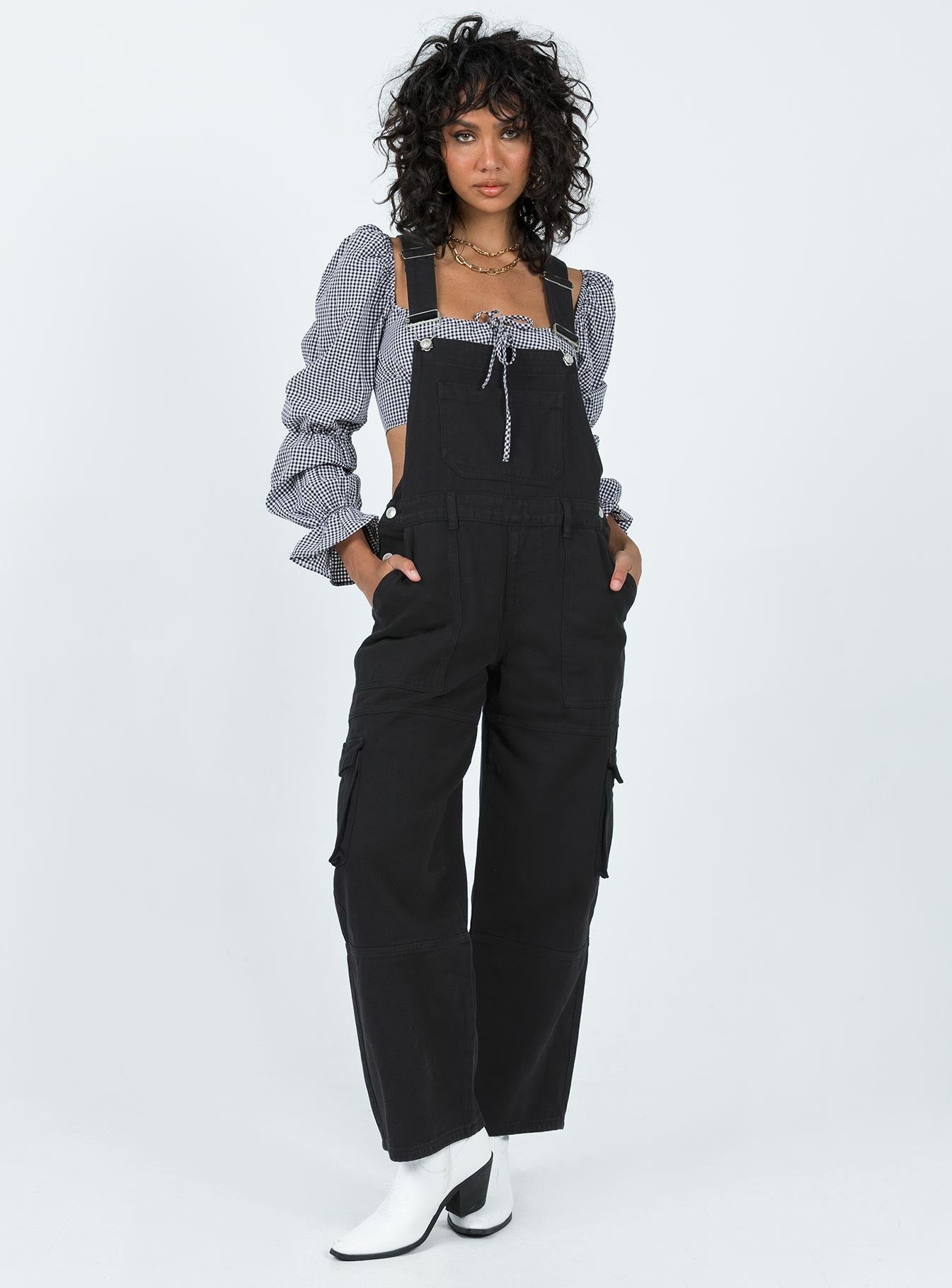 Cargo Overalls Black sold by Princess Polly