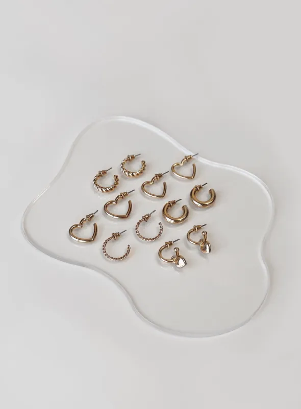 Let's Talk Earring Pack Gold sold by Princess Polly