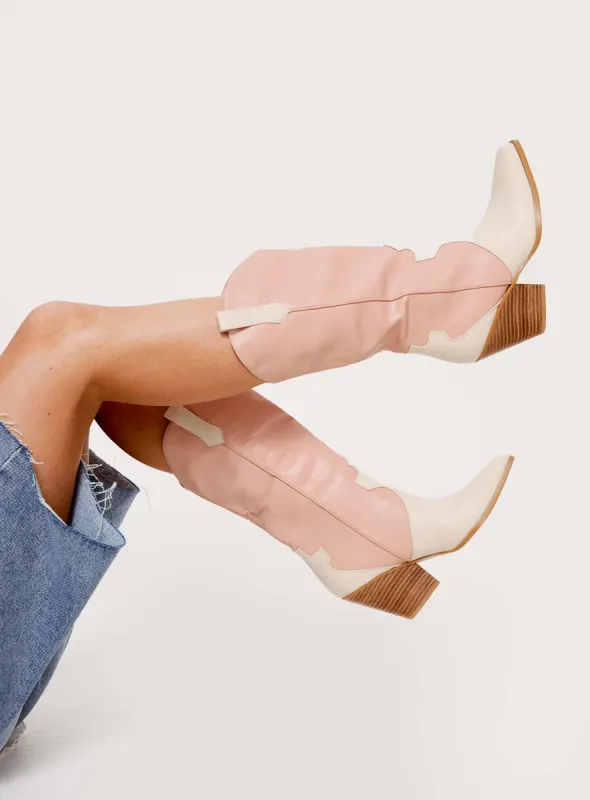 Billini Claudette Boots Pink / White sold by Princess Polly
