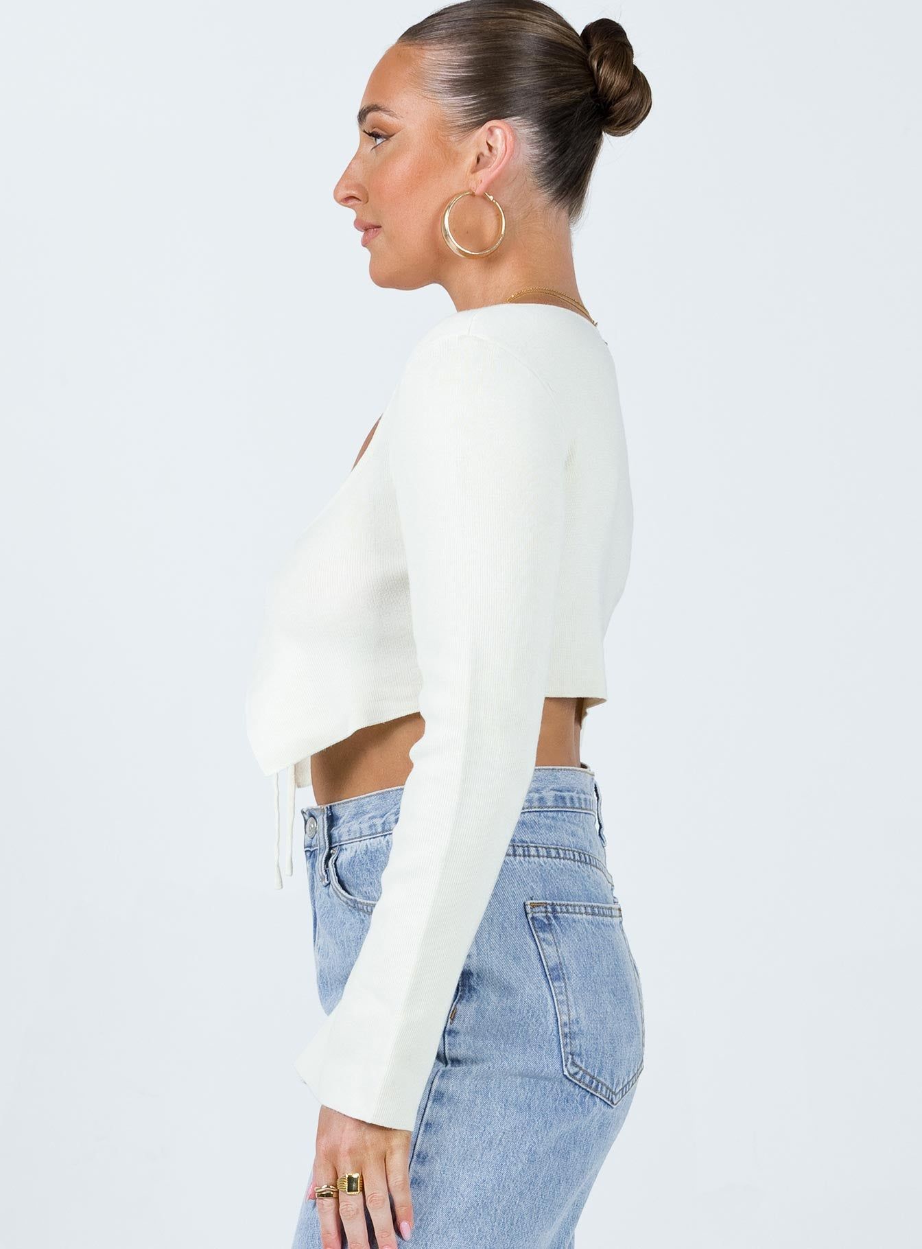 Rosette Knit Top Cream sold by Princess Polly product image thumbnail 4