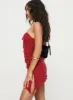 Maple Syrup Strapless Mini Dress Red sold by Princess Polly