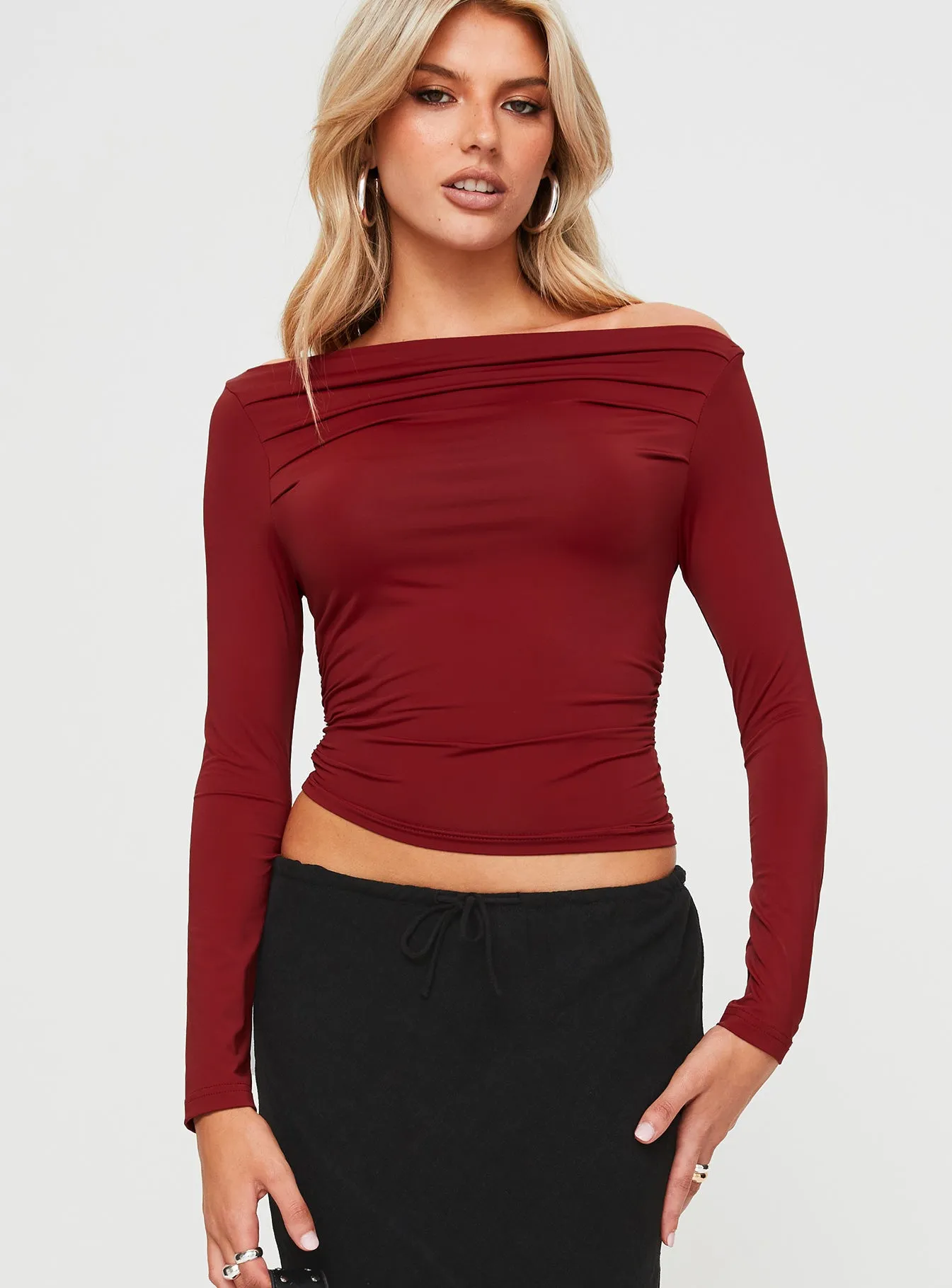 Matrid Long Sleeve Top Burgundy sold by Princess Polly product image thumbnail 2